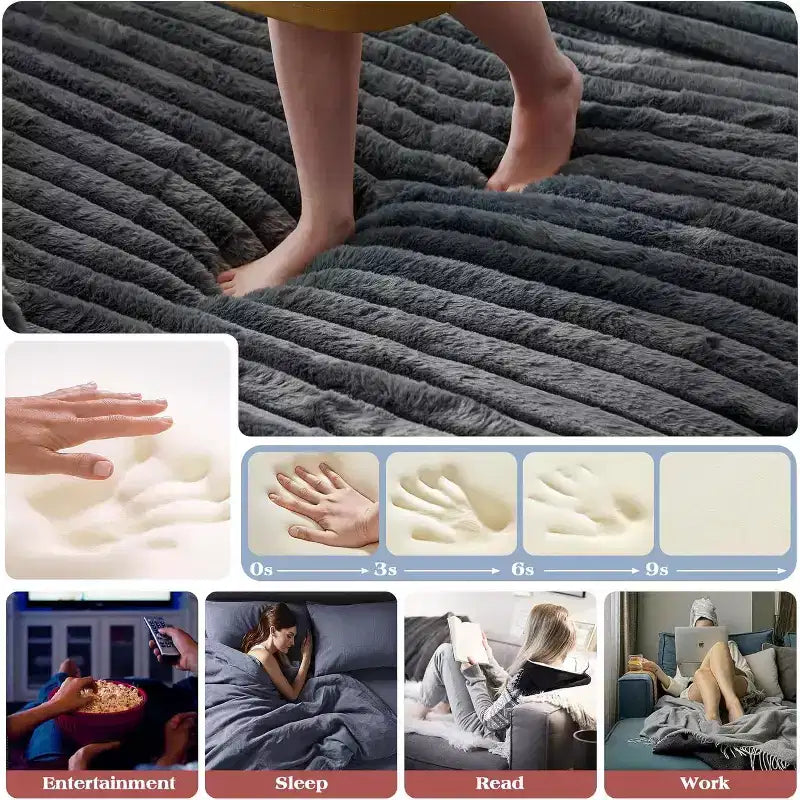 AMERLIFE 93 Doppel-Récamiere-Sofa für Zwei, tiefes Cloud-Sofa mit Lendenkissen & breiten Armlehnen, einfache Montage, Kunstfell