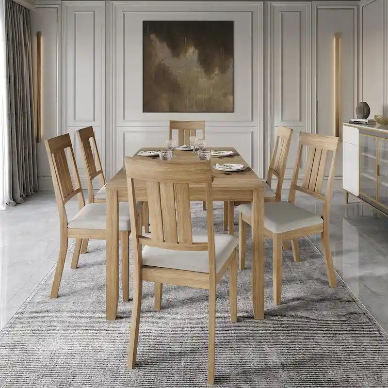 CraftPorch Classic 7-teiliges Esszimmerset aus Holz