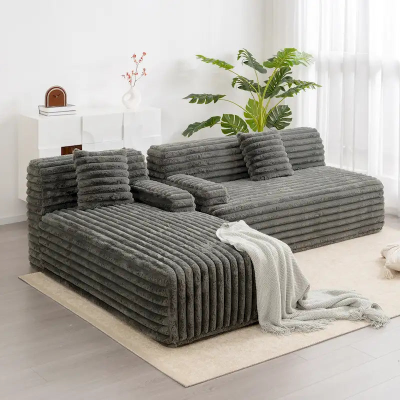 Cloud-Ecksofa, modernes Polstersofa mit 2 Wurfkissen, frei kombinierbares Sofa, modulares L-förmiges Ecksofa