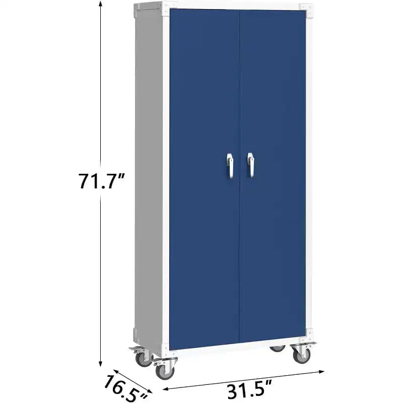 71 Zoll Stahlschrank mit abschließbaren Türen und 4 verstellbaren Einlegeböden, robuster Metallschrank für Carport/Büro/Speisekammer, rostfreies Design
