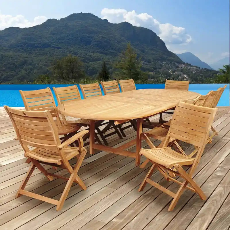 Amazonia Teak Sessa 13-teiliges ausziehbares Terrassen-Ess-Set – 13-teilig
