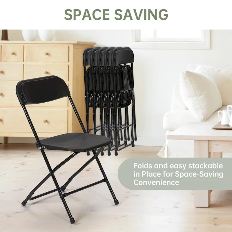 10er-Pack Klappstühle aus Kunststoff, 159 kg Tragkraft, für Veranstaltungen, Büro, Hochzeit, Party, Picknick, Küche, Esszimmer