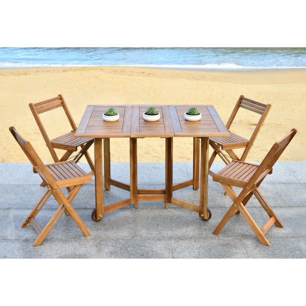 SAFAVIEH Outdoor Brandy 5-teiliges Outdoor-Esstisch-Set – 43Bx35Tx29H