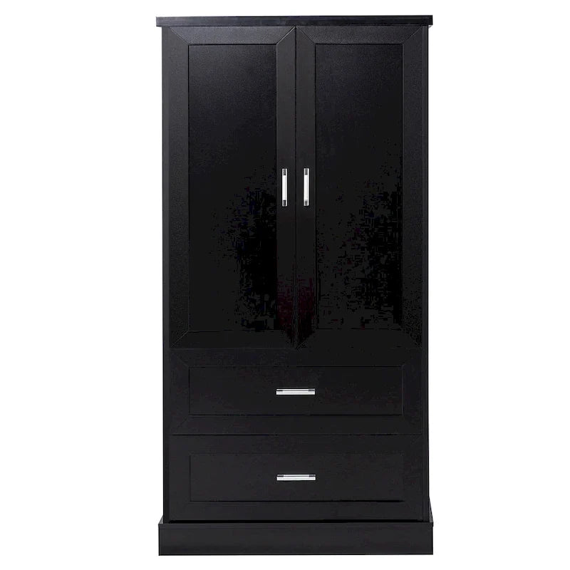 Hoher Badezimmerschrank, Schrank mit zwei Türen und Schubladen, verstellbarem Regal, MDF-Platte