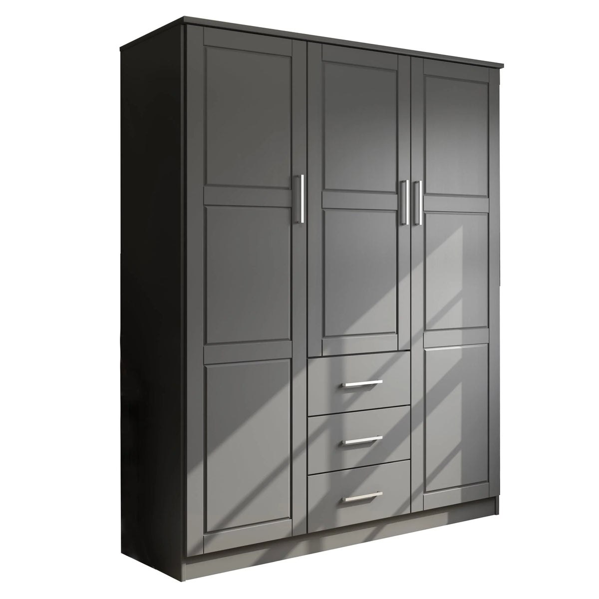 Palace Imports 100% Massivholz Cosmo 3-Türiger Kleiderschrank mit Massivholz- oder Spiegeltüren
