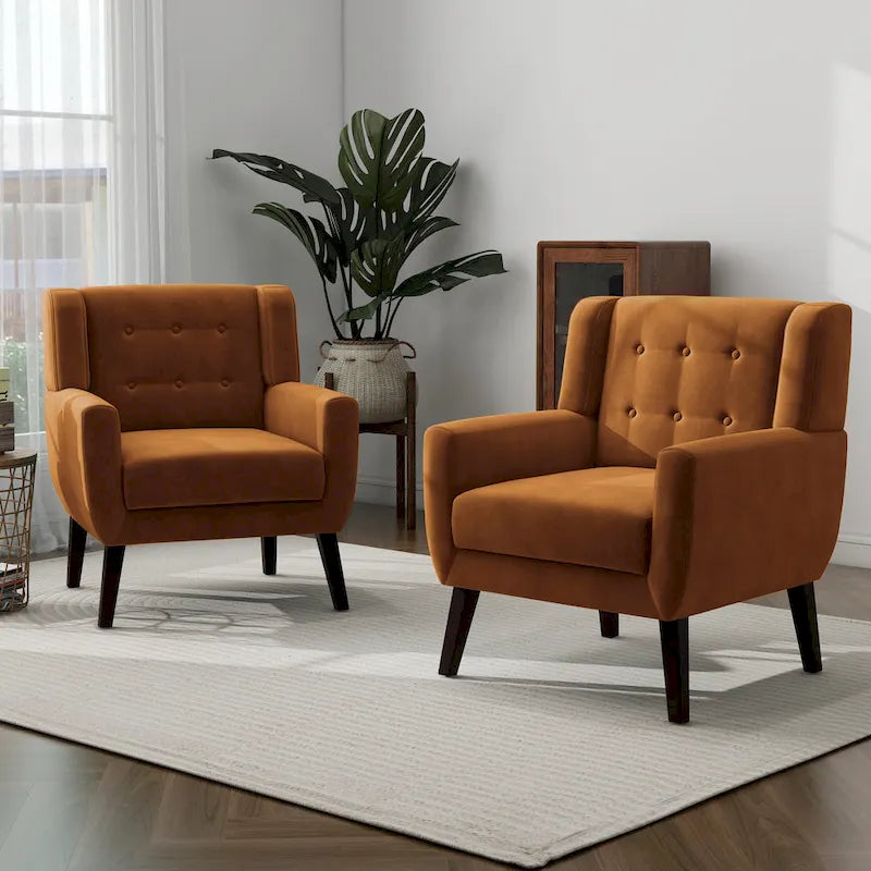 2er-Set Samt-Akzentsessel für Wohnzimmer, Polstersessel