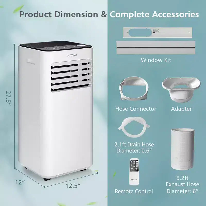 Costway 8000 BTU Mobile Klimaanlage 3-in-1 Luftkühler mit Ventilator Entfeuchten Schlafmodus