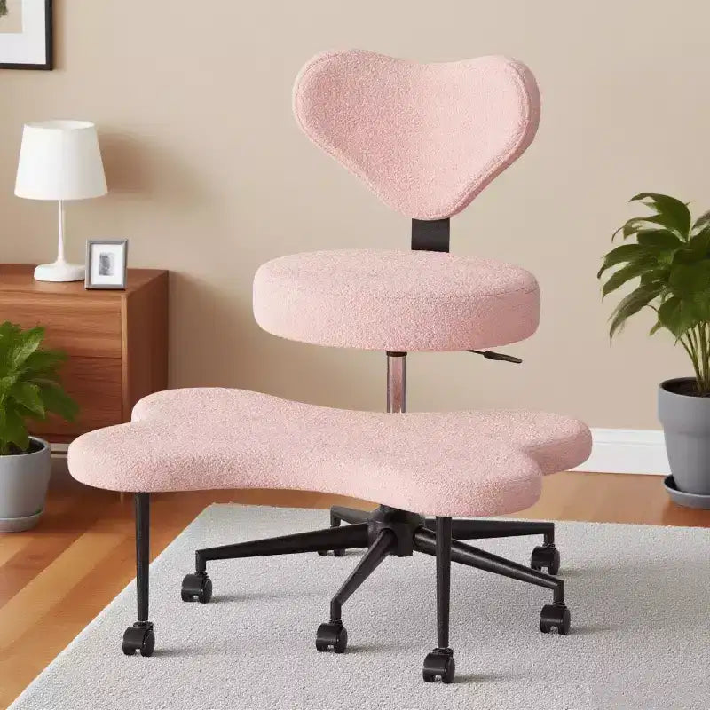 Pinmoco Ergonomischer Kreuz-Bürostuhl, höhenverstellbarer Meditationsstuhl, 360° drehbar, Lendenwirbelstütze, Arbeits- und Bürostuhl, ADHS-Stuhl