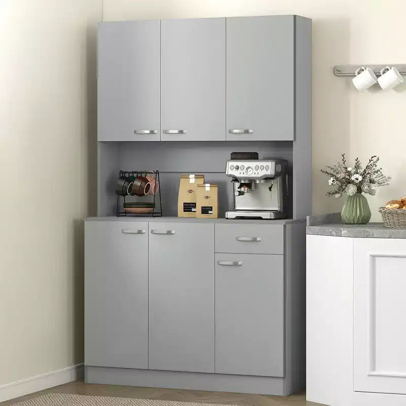 71 Küchenschrank, hoher Vorratsschrank mit Mikrowellenständer, moderne Küchenvitrine, 3 verstellbare Einlegeböden für Wohnzimmer, Esszimmer