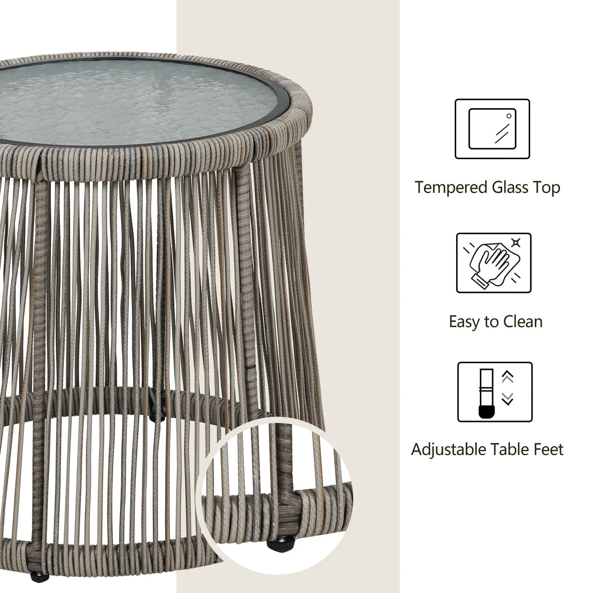 3-teiliges Outdoor-Bistro-Set aus Korbstühlen, witterungsbeständige Rattanmöbel-Sitzgruppe mit Kissen