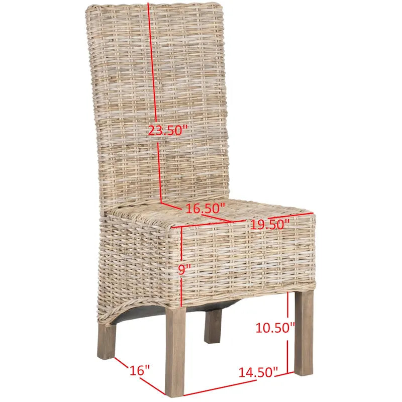 2er-Set Esszimmerstühle aus natürlichem Korbgeflecht 48B x 56T x 104H cm, Boho Coastal Stil