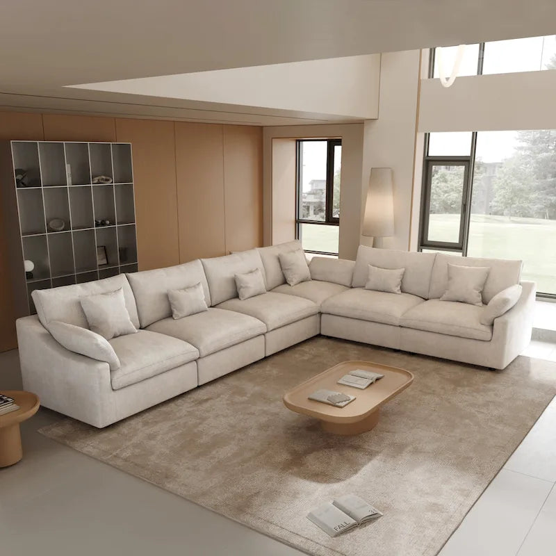 Großes Ecksofa aus Leinen für das Wohnzimmer-Set