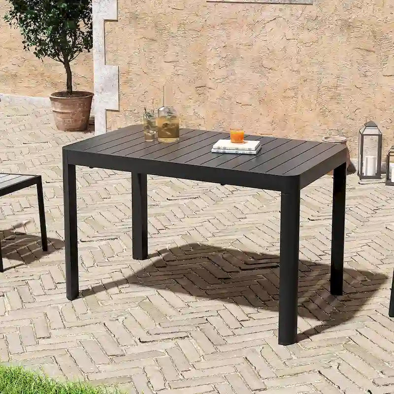 Outdoor 5/7-teiliges Terrassen-Essgruppe aus Aluminium mit stapelbaren Stühlen und ausziehbarem Tisch
