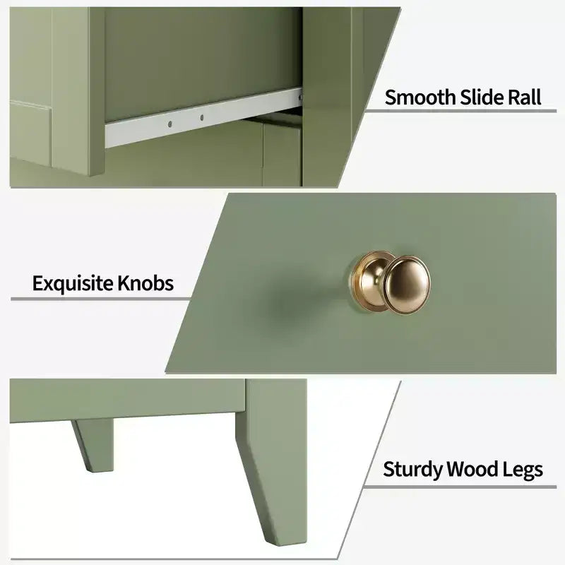 5-Schubladen-Kommode, 108 cm hoch, für das Schlafzimmer, Holzschrank mit 30 cm tiefen Schubladen und goldenen Metallgriffen, ideal für den Eingangsbereich oder Flur
