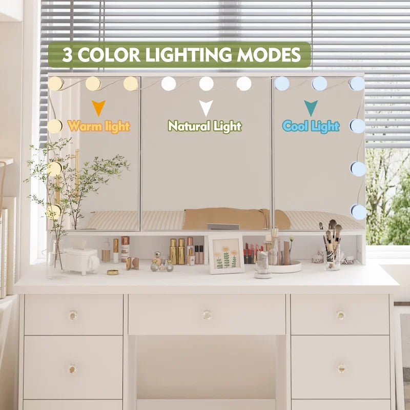 Luxuriöser LED-Schminktisch mit 9 Schubladen Elegante Schminkstation