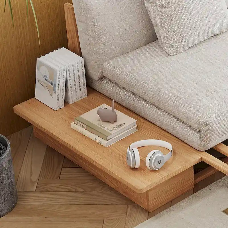 JASIWAY Modernes Sofa aus Massivholz mit Polsterung aus Baumwollleinen