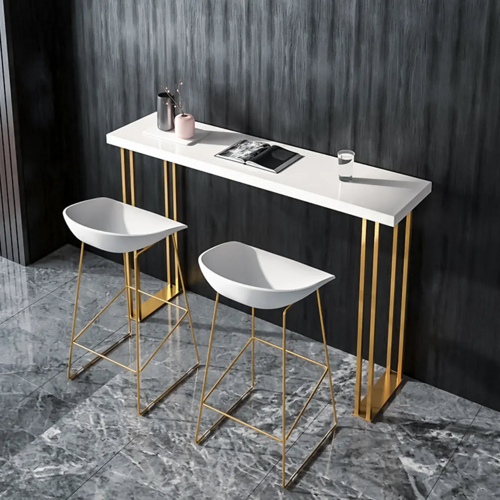 Rechteckiger Bartisch aus Luxusholz mit goldenem Kufengestell für Esszimmer