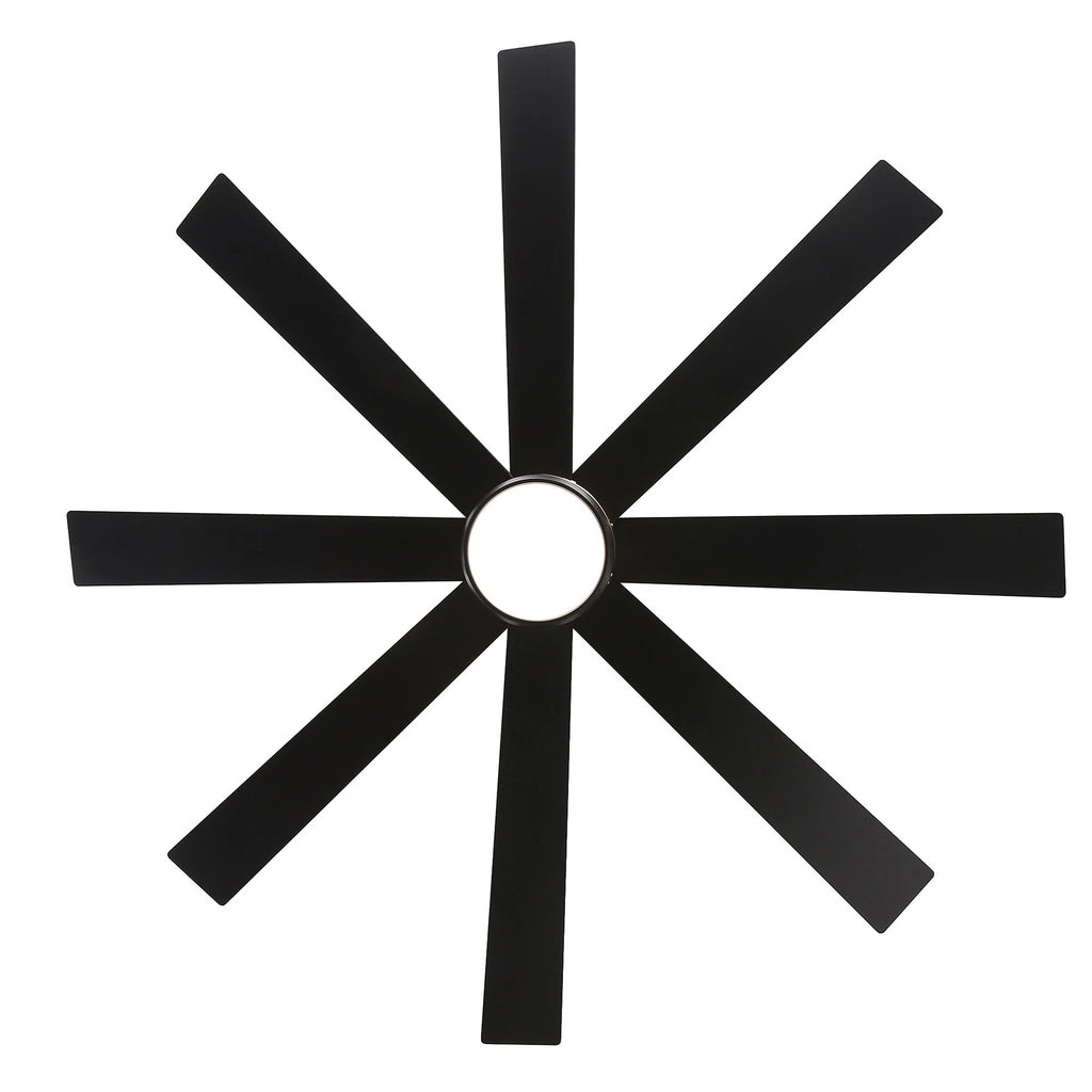65-Zoll-LED-Deckenventilator mit 8 Flügeln, Licht und Fernbedienung, Schwarz