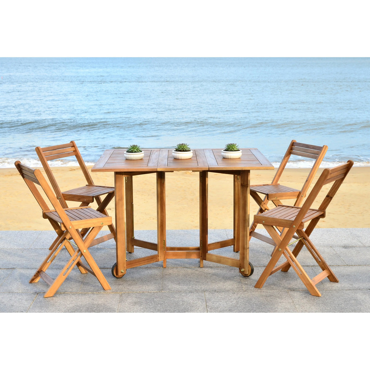 SAFAVIEH Outdoor Brandy 5-teiliges Outdoor-Esstisch-Set – 43Bx35Tx29H