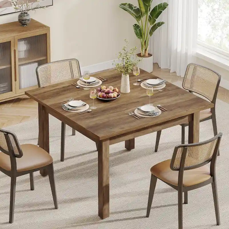 39,4 Zoll quadratischer Esstisch für 2-4 Personen mit Massivholzbeinen für Wohnzimmer Esszimmer