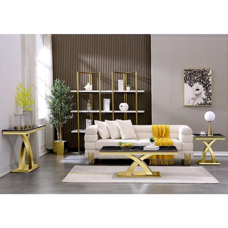 Moderner Couchtisch 48 Rechteckiger Couchtisch mit X-förmigem Sockel Couchtische für das Wohnzimmer