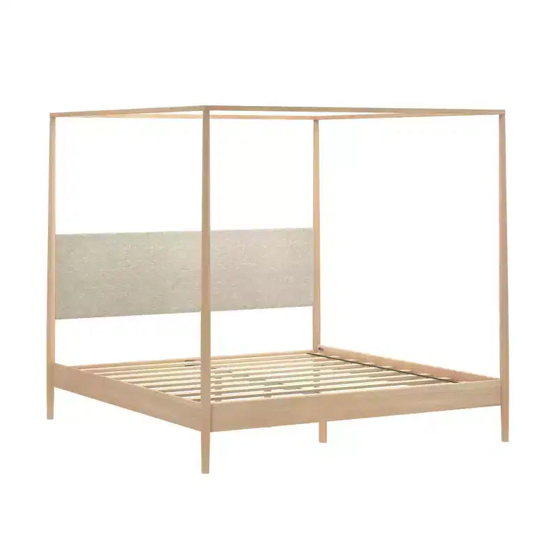 Harbor King Himmelbett mit gepolstertem Kopfteil, Blonde/Swiss Coffee (MD2411-01)