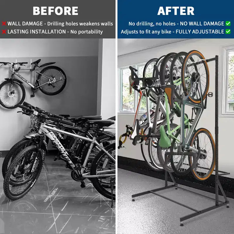Freistehendes 5-Fahrrad-Lagerregal mit 300 lbs Schwerlastkapazität, robuster Organizer für sicheren und stabilen Fahrradhalt für Vorgärten, Hinterhöfe