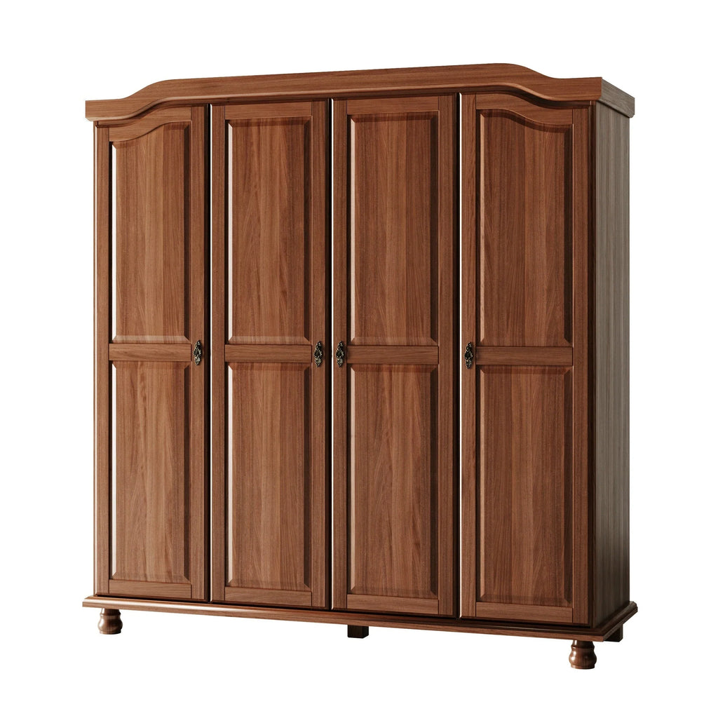Palace Imports 100% Massivholz Kyle 4-türiger Kleiderschrank mit Massivholz- oder Spiegeltüren