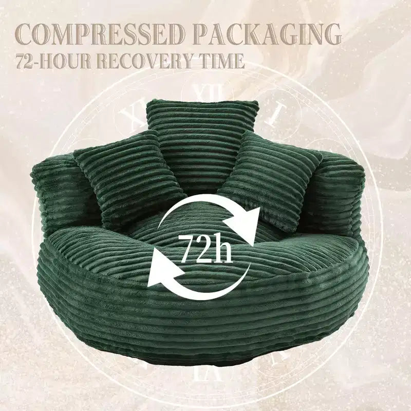 Sitzsacksofa für Erwachsene und Kinder, übergroßer Cord-Sitzsackstuhl mit 3 Kissen und Armlehne für Wohnzimmer und Schlafzimmer
