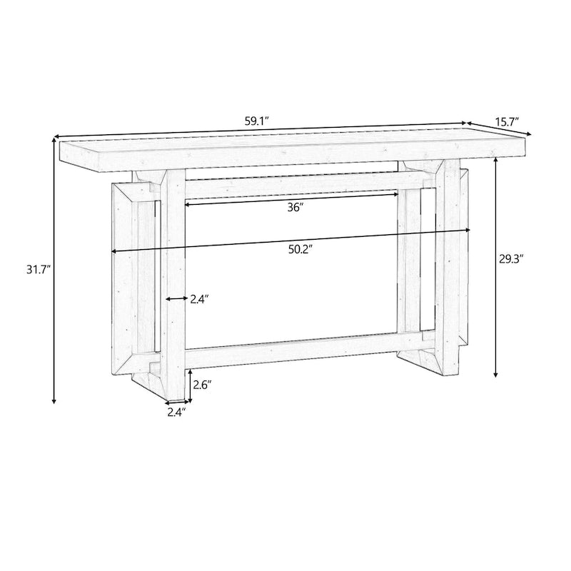 Minimalistische extralange Konsolentisch mit Holzplatte