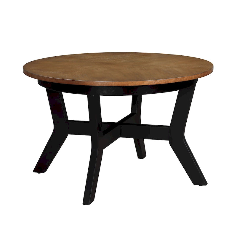 32 Zoll runder Couchtisch aus Holz für Wohnzimmer, Mid-Century Bauernhaus runder Holztisch für Apartment, einfache Montage