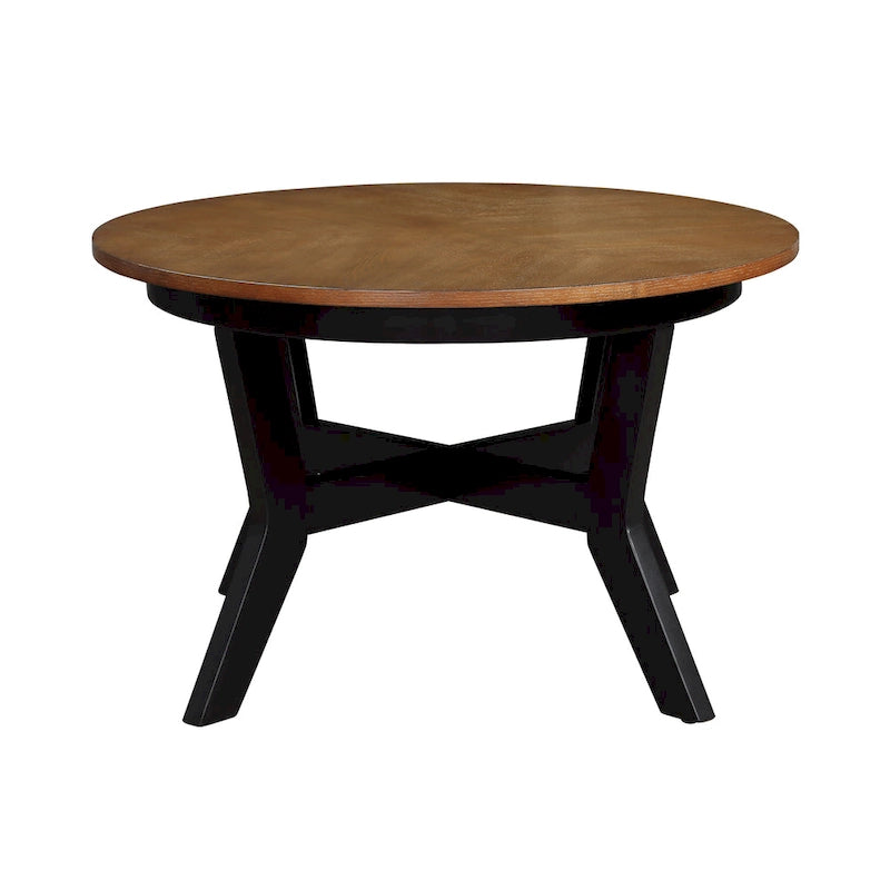 32 Zoll runder Couchtisch aus Holz für Wohnzimmer, Mid-Century Bauernhaus runder Holztisch für Apartment, einfache Montage