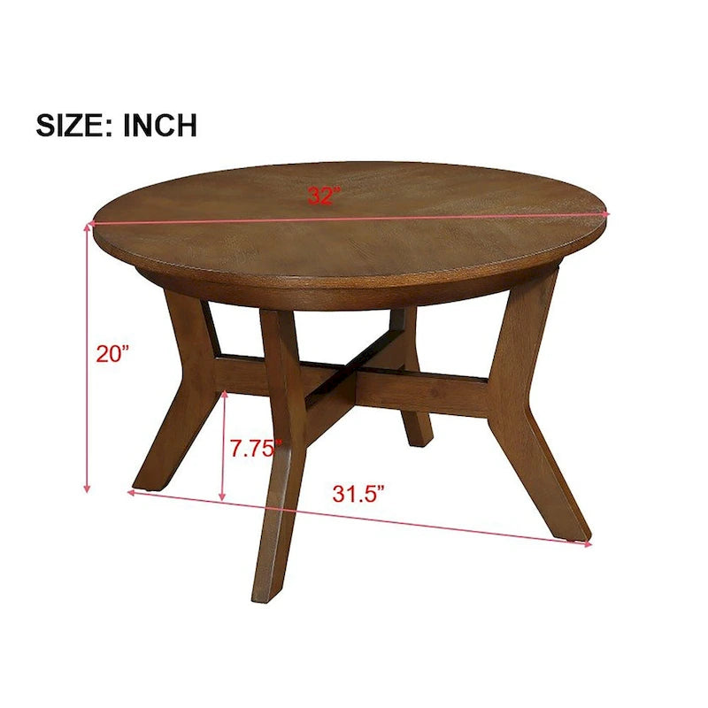 32 Zoll runder Couchtisch aus Holz für Wohnzimmer, Mid-Century Bauernhaus runder Holztisch für Apartment, einfache Montage