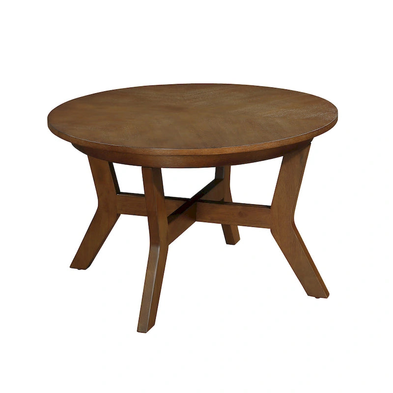 32 Zoll runder Couchtisch aus Holz für Wohnzimmer, Mid-Century Bauernhaus runder Holztisch für Apartment, einfache Montage