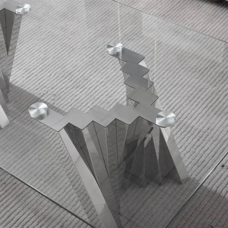 Couchtisch mit Tischplatte aus gehärtetem Glas und Edelstahlgestell in Goldspiegeloptik