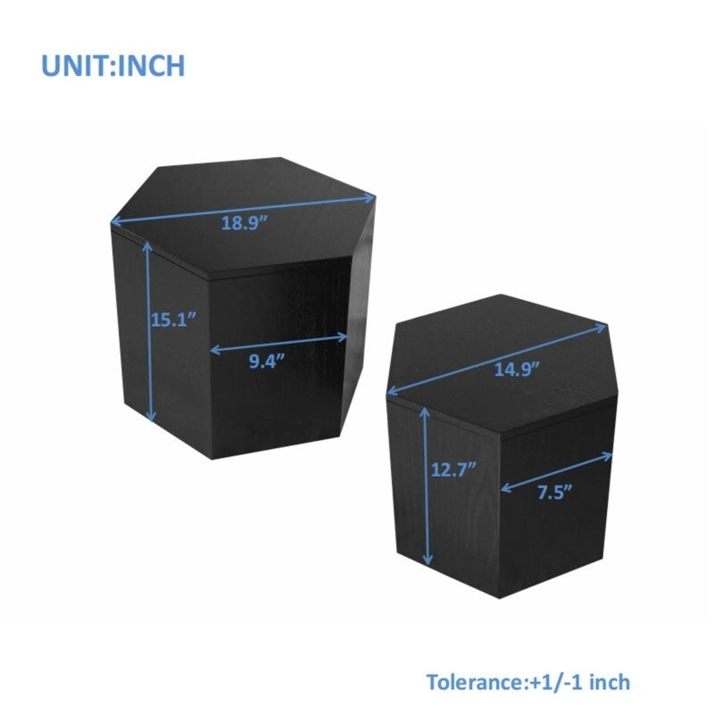Couchtische, MDF mit Esche-/Eichen-/Nussbaumfurnier Beistelltisch/Satztisch-Set (2-teilig) für Wohnzimmer, Büro, Schlafzimmer