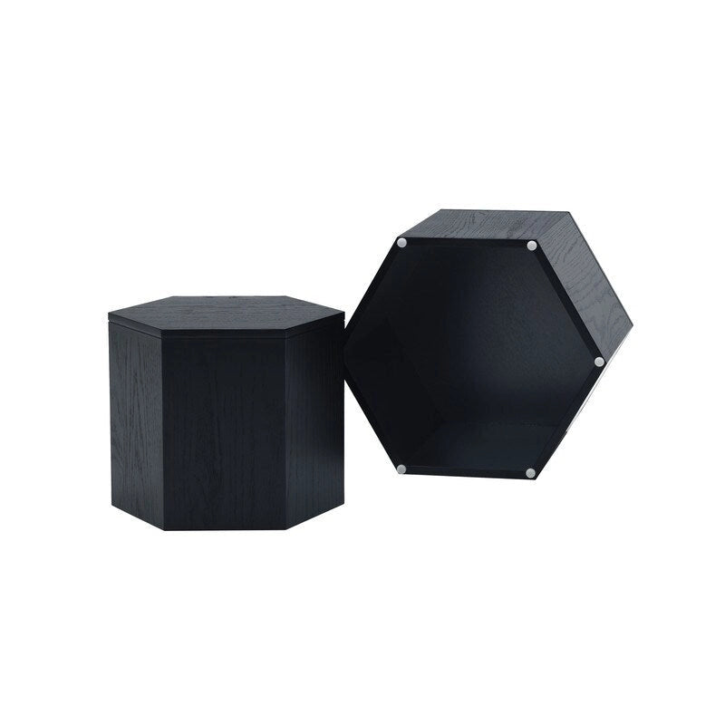 Couchtische, MDF mit Esche-/Eichen-/Nussbaumfurnier Beistelltisch/Satztisch-Set (2-teilig) für Wohnzimmer, Büro, Schlafzimmer
