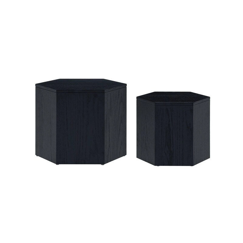 Couchtische, MDF mit Esche-/Eichen-/Nussbaumfurnier Beistelltisch/Satztisch-Set (2-teilig) für Wohnzimmer, Büro, Schlafzimmer