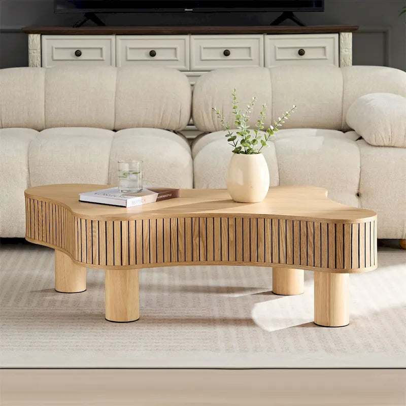 42,52 Zoll Moderner handgefertigter Trommel-Couchtisch aus Holz