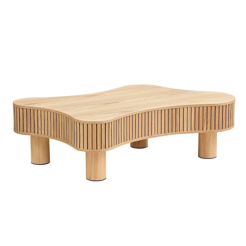 42,52 Zoll Moderner handgefertigter Trommel-Couchtisch aus Holz