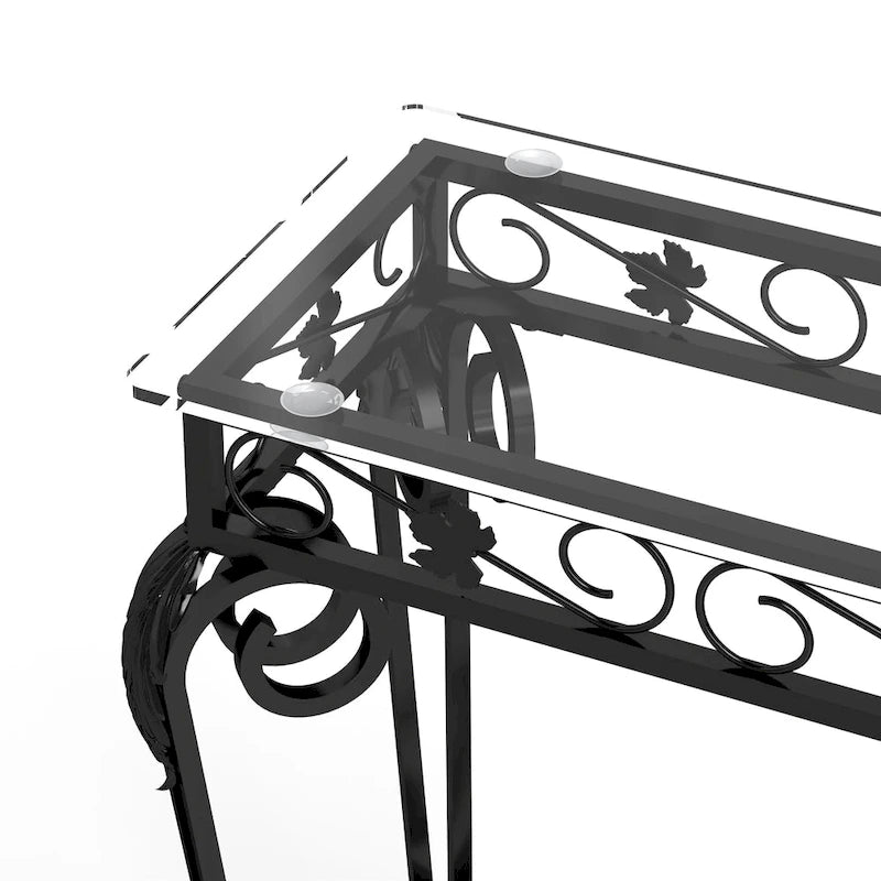 Moderner Glas- und Metalltisch, Konsolentische für den Eingangsbereich, Stabiler Flurtisch mit Stauraum, Sofatische mit einfacher Montage
