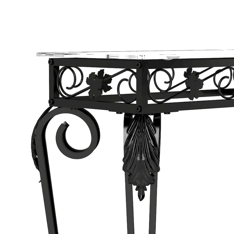 Moderner Glas- und Metalltisch, Konsolentische für den Eingangsbereich, Stabiler Flurtisch mit Stauraum, Sofatische mit einfacher Montage