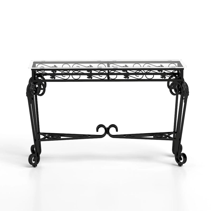 Moderner Glas- und Metalltisch, Konsolentische für den Eingangsbereich, Stabiler Flurtisch mit Stauraum, Sofatische mit einfacher Montage