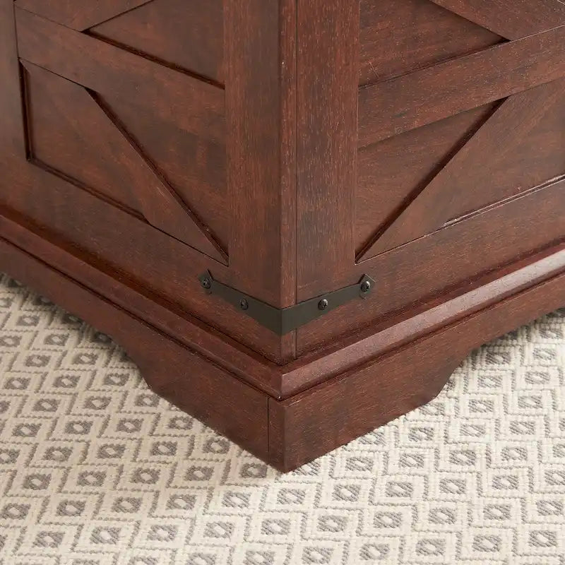 Couchtisch, quadratischer Holztisch mit verstecktem Stauraum, Scheunen-Design, rustikaler Beistelltisch mit aufklappbarer Platte
