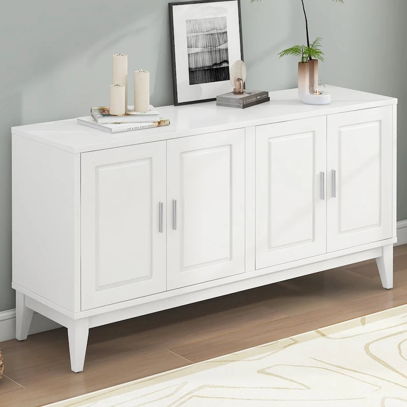 4-türiges Sideboard mit Ablagefach für Wohnzimmer, zwei große Schränke mit verstellbaren Einlegeböden