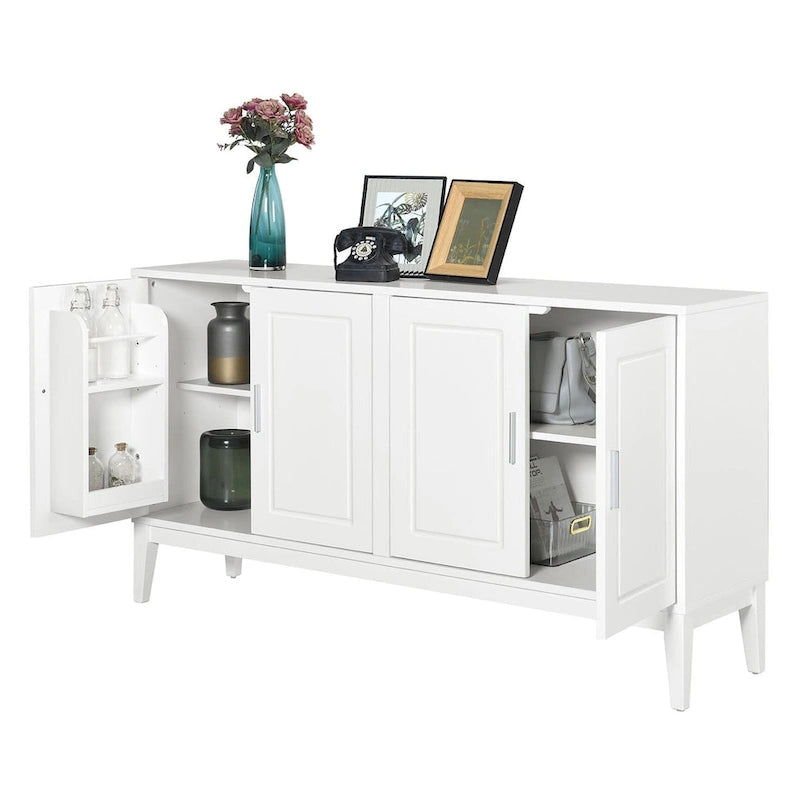 4-türiges Sideboard mit Ablagefach für Wohnzimmer, zwei große Schränke mit verstellbaren Einlegeböden