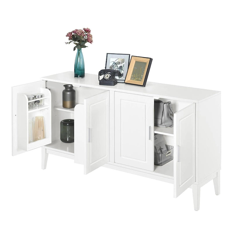4-türiges Sideboard mit Ablagefach für Wohnzimmer, zwei große Schränke mit verstellbaren Einlegeböden