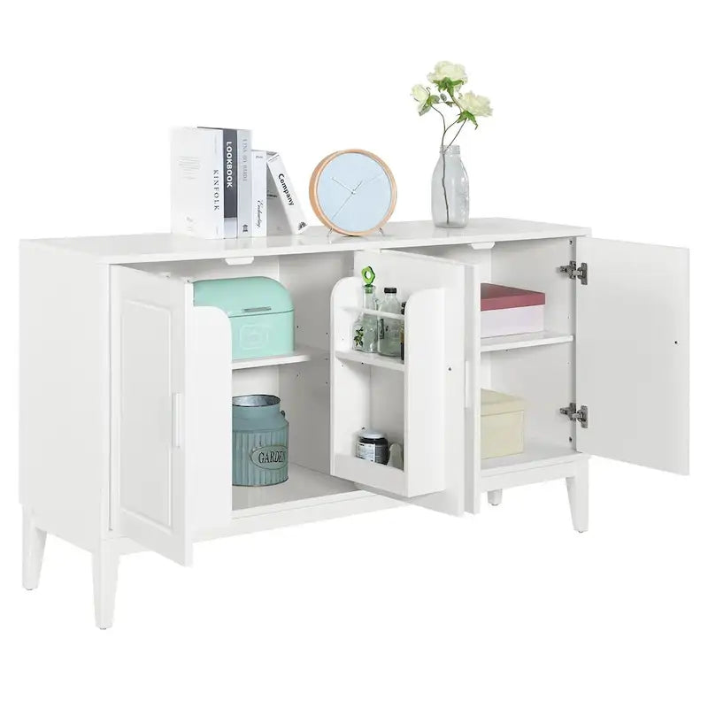 4-türiges Sideboard mit Ablagefach für Wohnzimmer, zwei große Schränke mit verstellbaren Einlegeböden
