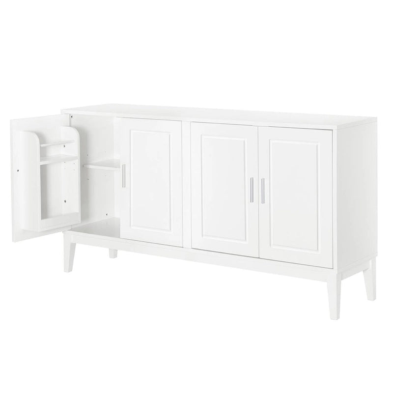 4-türiges Sideboard mit Ablagefach für Wohnzimmer, zwei große Schränke mit verstellbaren Einlegeböden