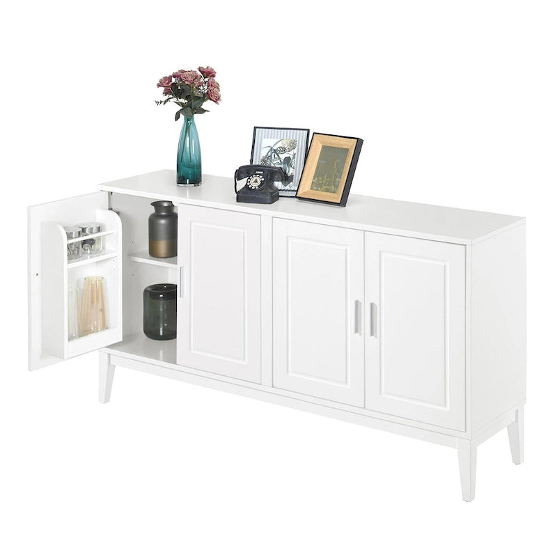 4-türiges Sideboard mit Ablagefach für Wohnzimmer, zwei große Schränke mit verstellbaren Einlegeböden
